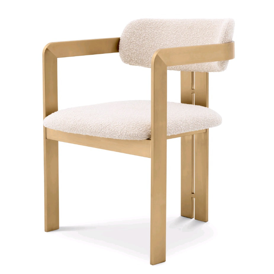 DIN ARMCHAIR DONATE BRUSHED BRASS BOUCLE