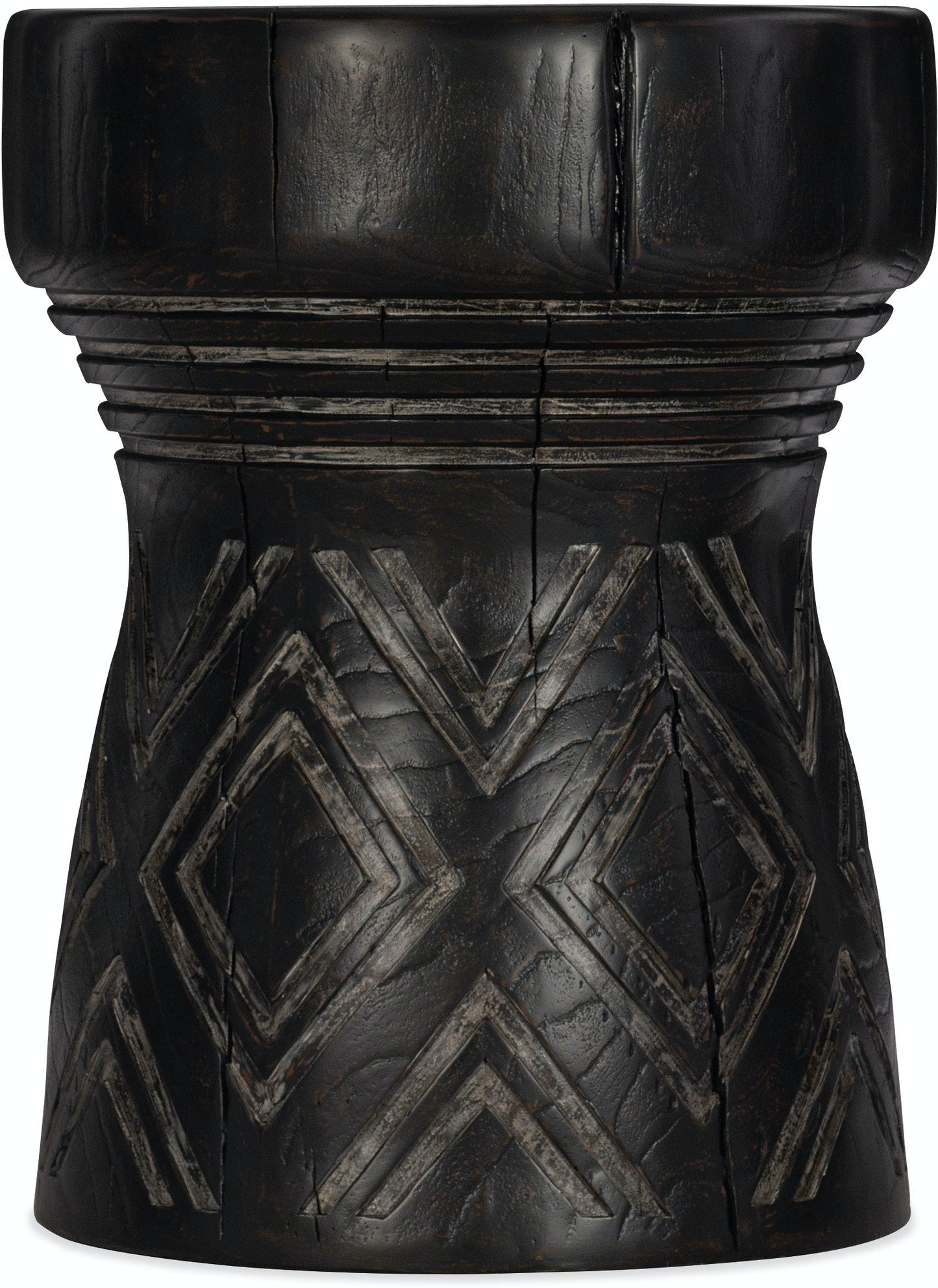 CARVED STUMP SIDE TABLE- BLK