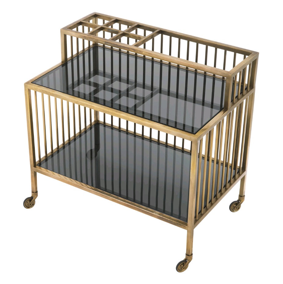 TROLLEY RUTHERFORD BRASS SMOKE GLASS