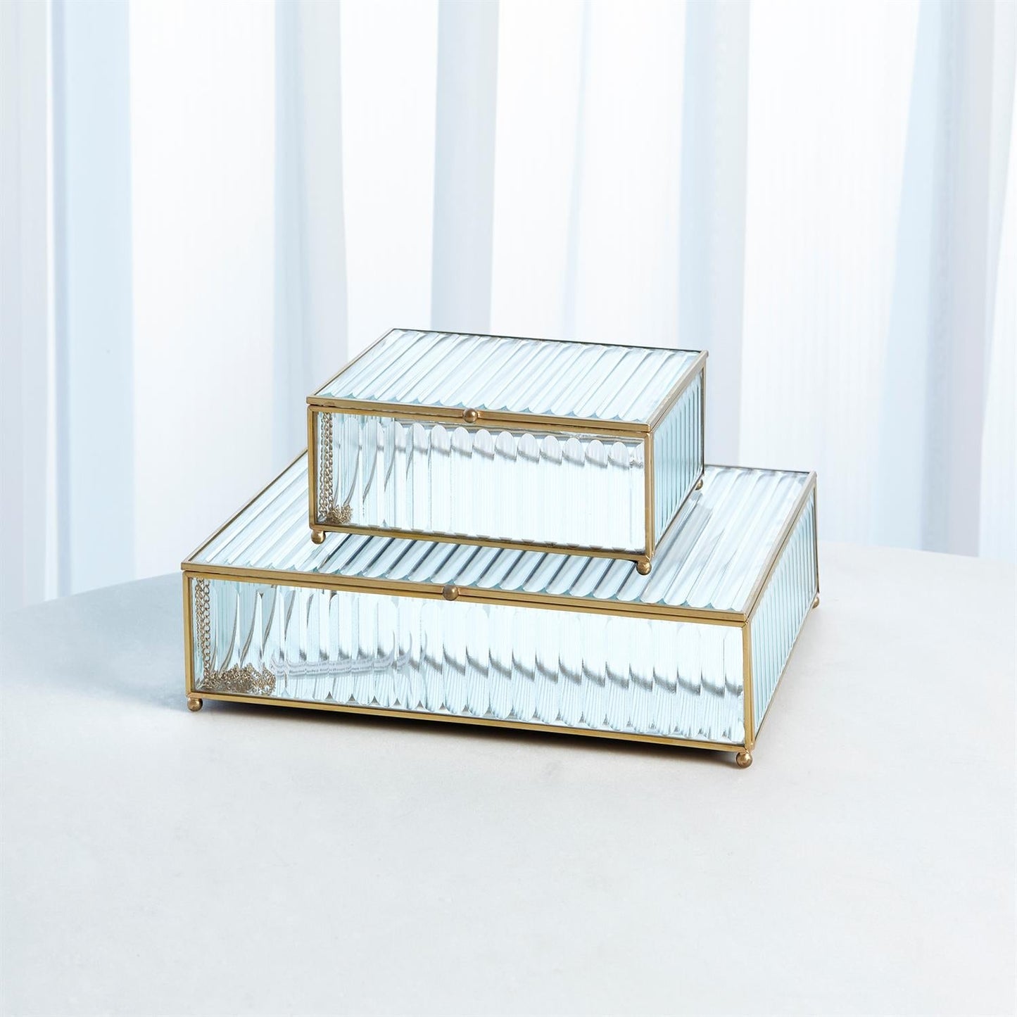 REEDED GLASS BOX- LG