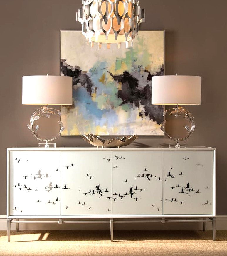 SWIRLING AGATES TABLE LAMP- SLV