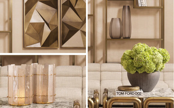 Accessories with Intention- Collage of interior decor elements including wall art, vases, and a table with a plant.