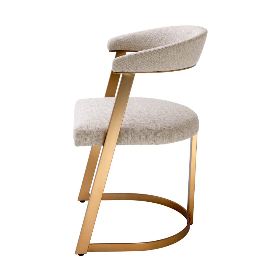 DIN ARMCHAIR DEXTER BRUSHED BRASS BEIGE
