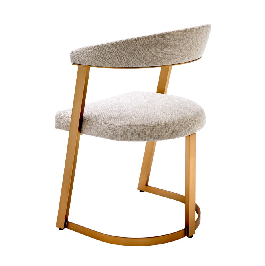 DIN ARMCHAIR DEXTER BRUSHED BRASS BEIGE