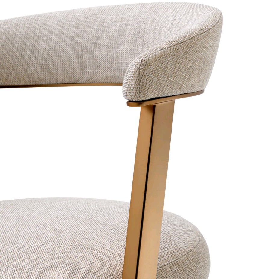 DIN ARMCHAIR DEXTER BRUSHED BRASS BEIGE