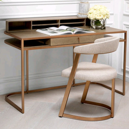 DIN ARMCHAIR DEXTER BRUSHED BRASS BEIGE
