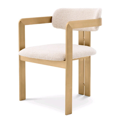 DIN ARMCHAIR DONATE BRUSHED BRASS BOUCLE