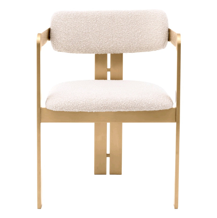 DIN ARMCHAIR DONATE BRUSHED BRASS BOUCLE