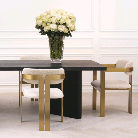 DIN ARMCHAIR DONATE BRUSHED BRASS BOUCLE