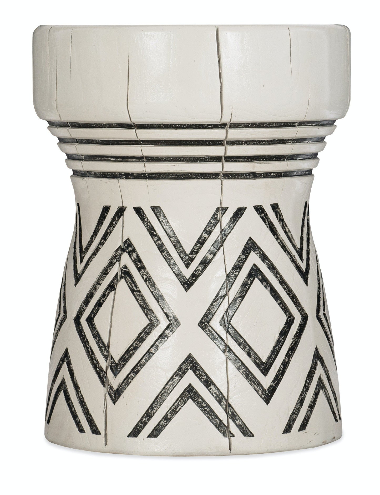 CARVED STUMP SIDE TABLE- WHT