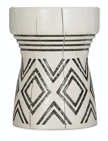 CARVED STUMP SIDE TABLE- WHT