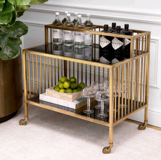 TROLLEY RUTHERFORD BRASS SMOKE GLASS