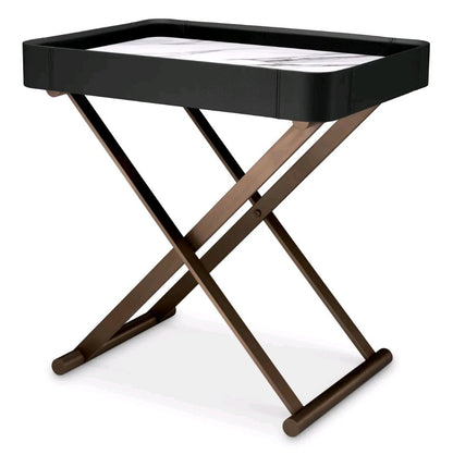 SERVICE TABLE MONARCH BLACK LEATHER