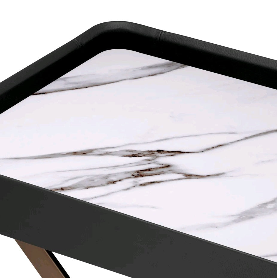 SERVICE TABLE MONARCH BLACK LEATHER