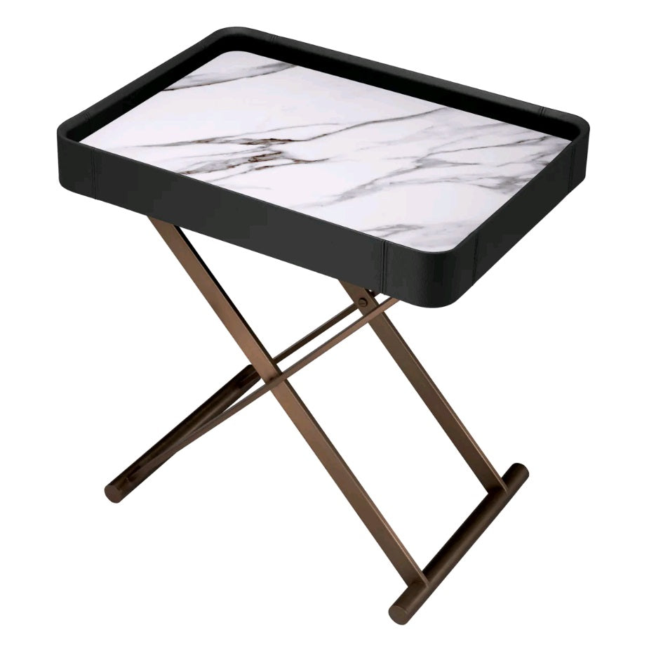 SERVICE TABLE MONARCH BLACK LEATHER