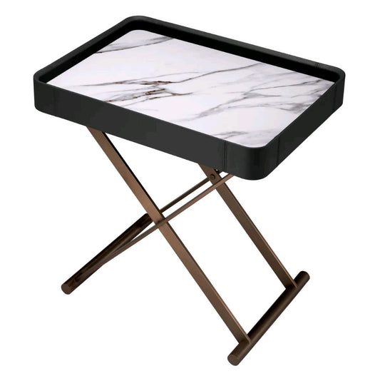 SERVICE TABLE MONARCH BLACK LEATHER