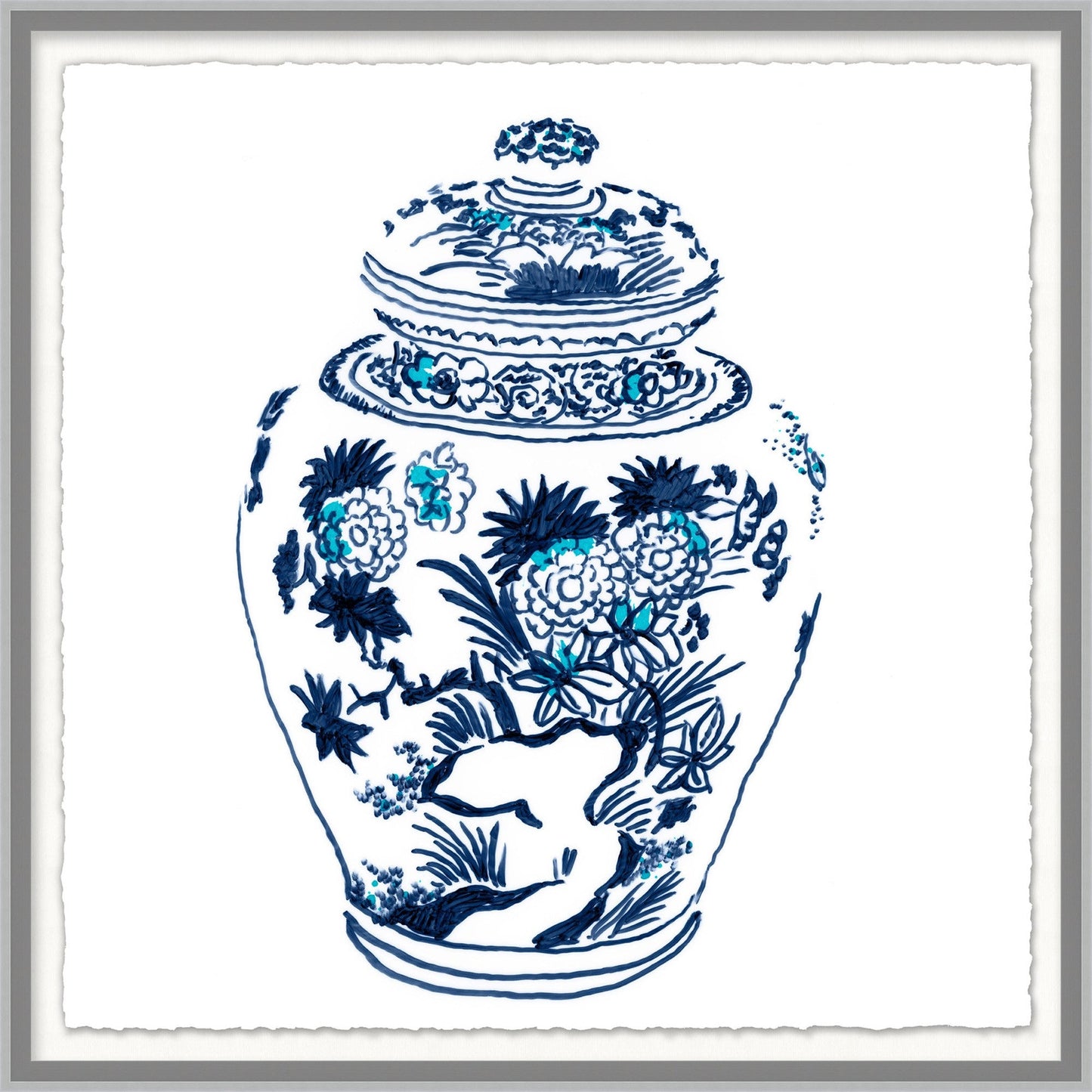 CHINOISERIE VASE 4 FRAMED WALL ART