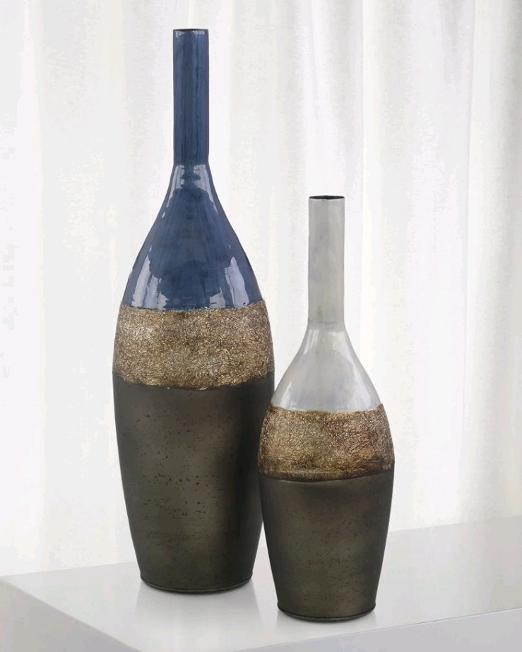 STORMY METAL VASES/ SET OF 2