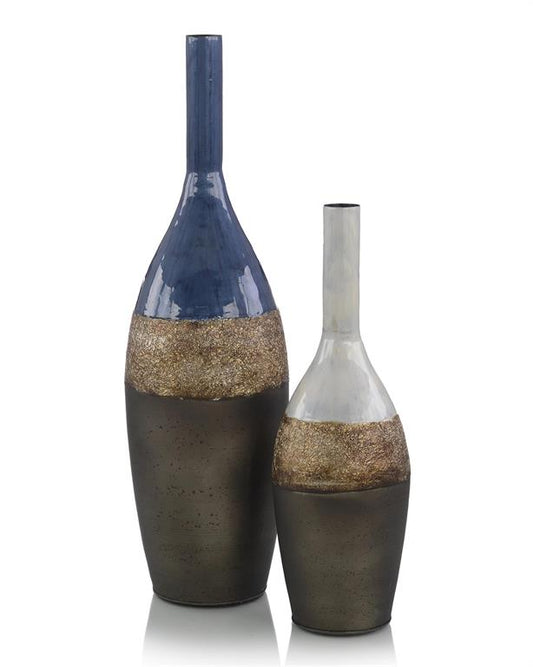 STORMY METAL VASES/ SET OF 2