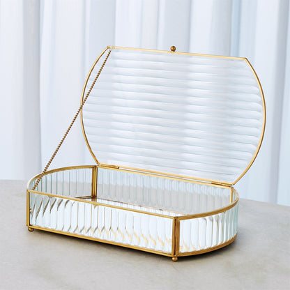 REEDED GLASS BOX OVAL