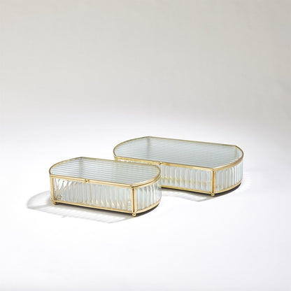 REEDED GLASS BOX OVAL