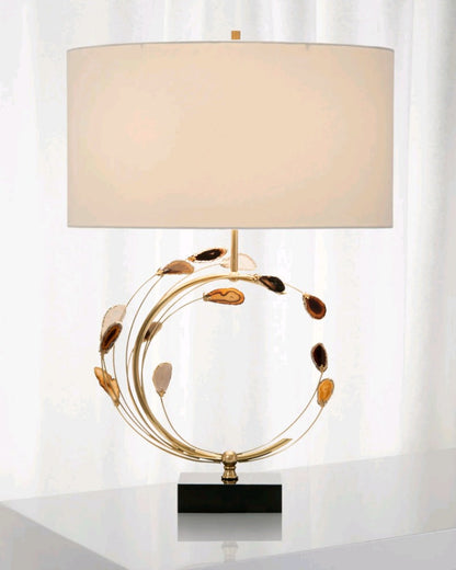 SWIRLING AGATES TABLE LAMP- GLD