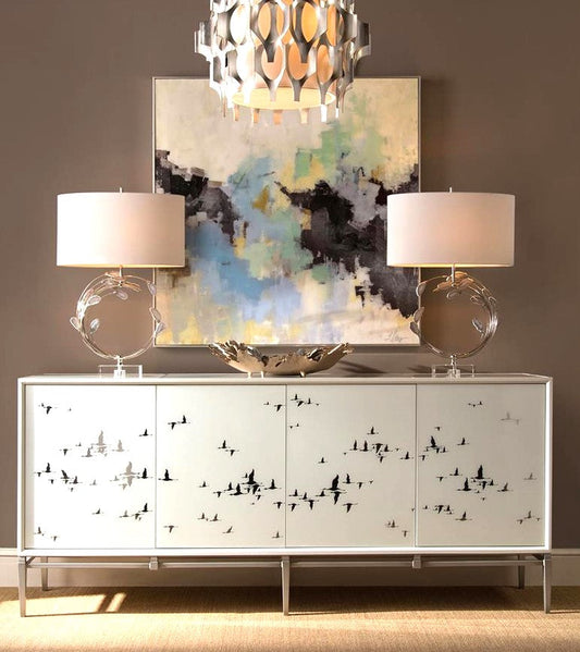 SWIRLING AGATES TABLE LAMP- SLV